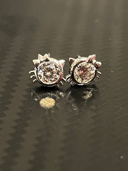 小丞飾-莫桑鑽50分-可愛蝴蝶結🎀貓咪耳釘 E6031406