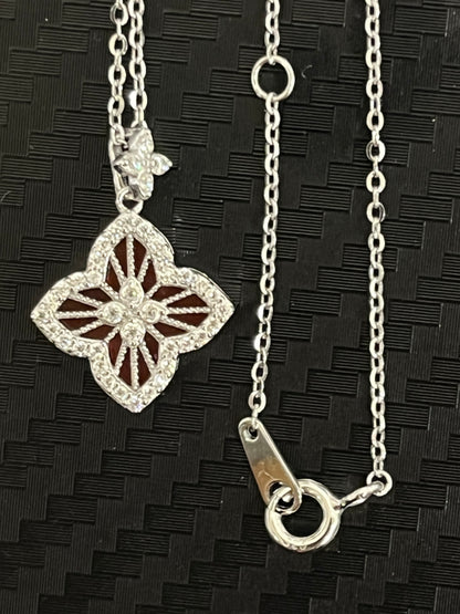 小丞飾-莫桑鑽16分-紅色幸運草☘️項鍊 40+3+2公分 N6031505