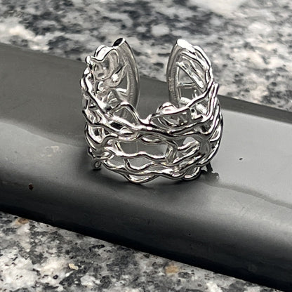 小丞飾
925純銀 韓國多層線條開口戒指  不規則 $990. R601181