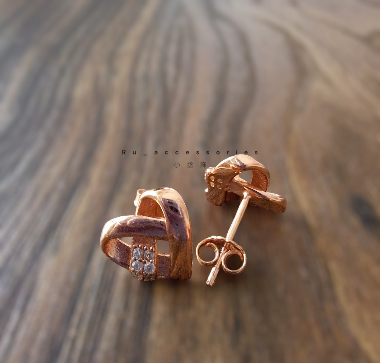 雙色愛心耳釘 #33