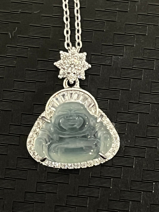 小丞飾-莫桑鑽天然翡翠 彌勒佛項鍊 40+2+3公分 N6031521