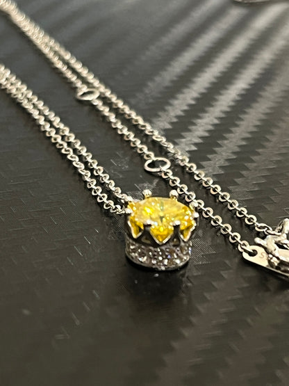 小丞飾-莫桑鑽1ct-黃鑽皇冠👑項鍊 40+2+3公分 N6031524
