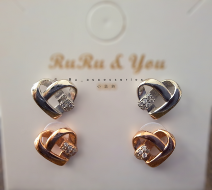 雙色愛心耳釘 #33