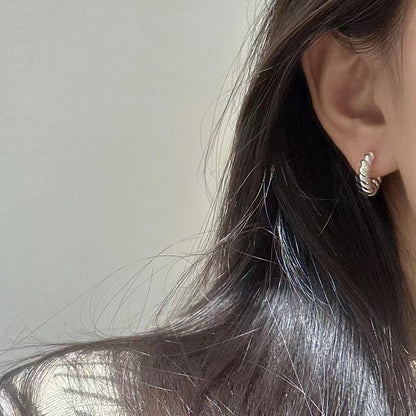 小丞飾 愛心新款S925純銀螺紋愛心耳扣耳釘 小眾設計高級感浪漫心形耳環個性耳飾 $640 #117