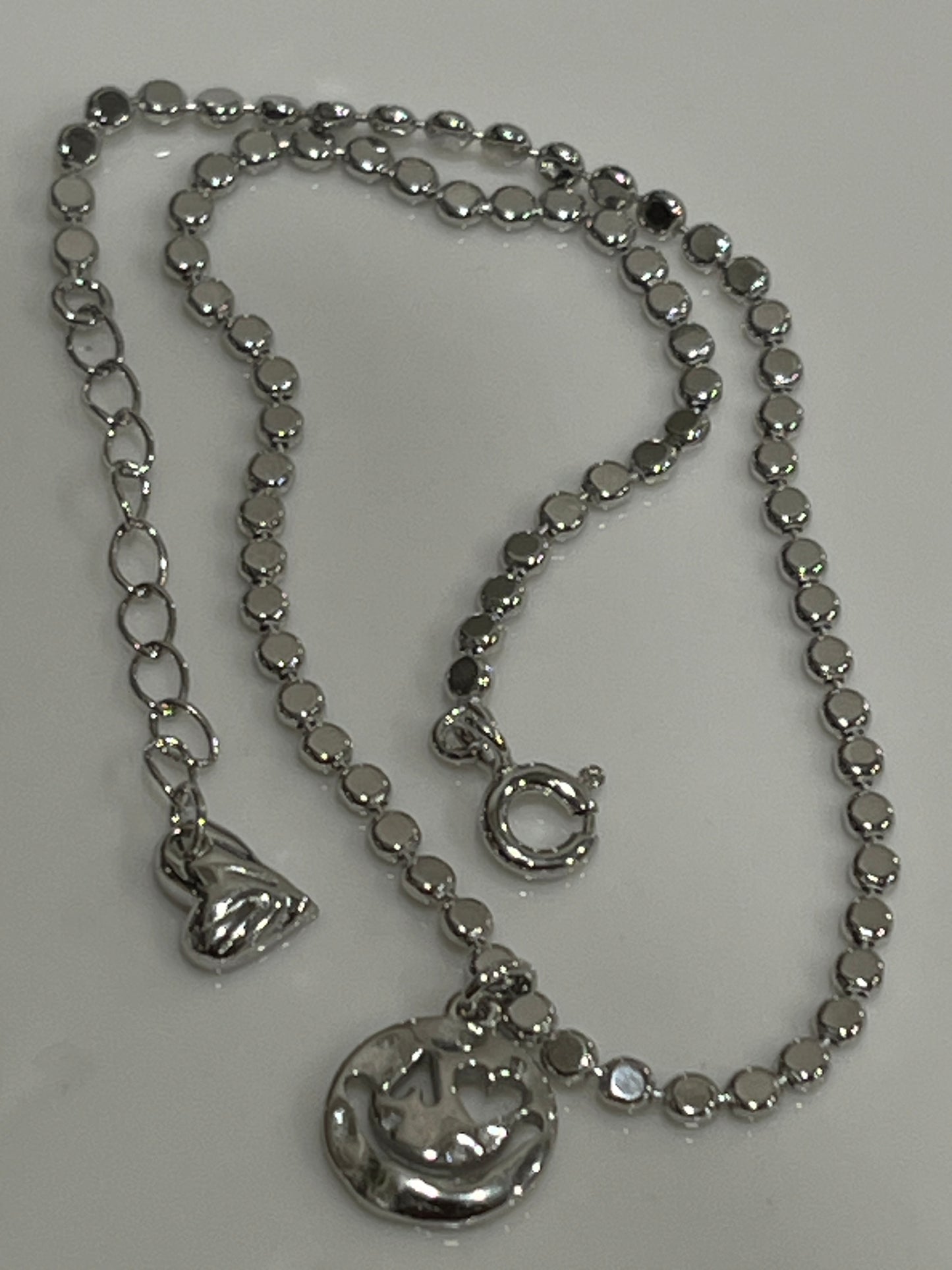 小丞飾_閃亮純銀扁豆愛心俏皮笑臉腳鏈-長度22+3 公分 ，$690 ，#1031-1