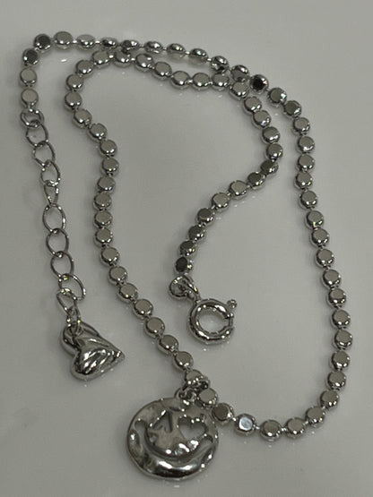 小丞飾_閃亮純銀扁豆愛心俏皮笑臉腳鏈-長度22+3 公分 ，$690 ，#1031-1