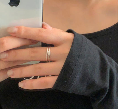 長方雙層白鑽開口戒＃169