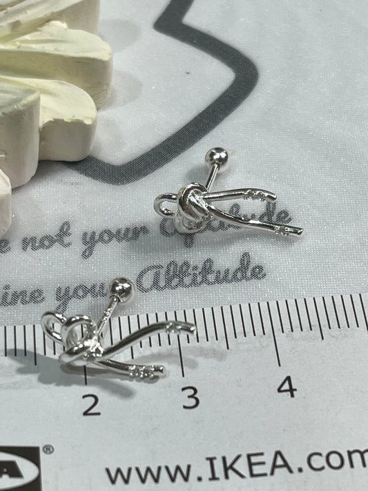 小丞飾 韓國製造 微鑲扭結蝴蝶結 轉珠耳環 珠珠3mm 耳針6.5mm #E6032714