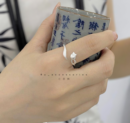 鬱金香可愛風開口戒#419