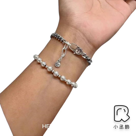 小丞飾 笑臉重工古巴鍊條手鍊笑臉扣頭 16+3公分 B6101101