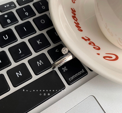 真的太可愛笑臉愛心戒開口戒$480 ＃433