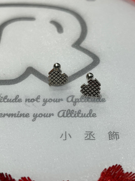 小丞飾 格紋愛心俏皮轉珠耳環 珠珠3mm 耳針 7mm $220 #135