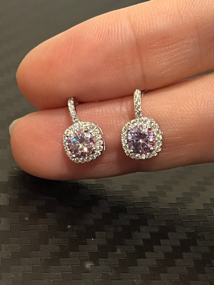 小丞飾-莫桑鑽50分 閃鑽黃方鑽 閃鑽紫方鑽 耳環 E6031402