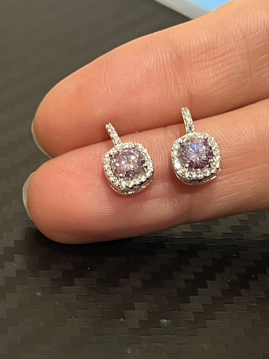 小丞飾-莫桑鑽50分 閃鑽黃方鑽 閃鑽紫方鑽 耳環 E6031402