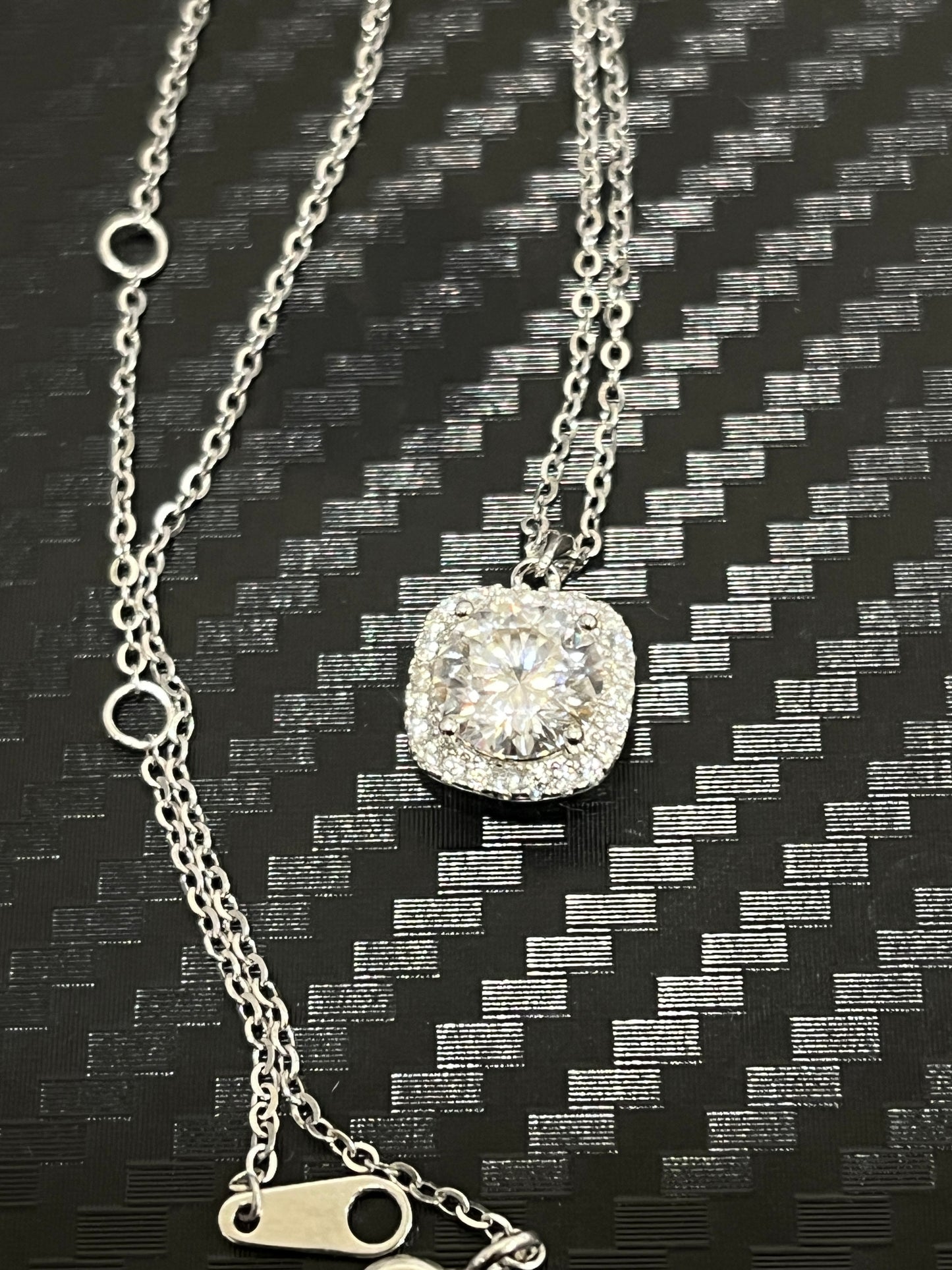 小丞飾-莫桑鑽-1ct 方鑽項鍊 41+2+2公分 N6031501