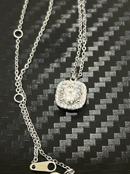 小丞飾-莫桑鑽-1ct 方鑽項鍊 41+2+2公分 N6031501