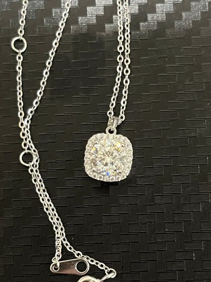 小丞飾-莫桑鑽-1ct 方鑽項鍊 41+2+2公分 N6031501