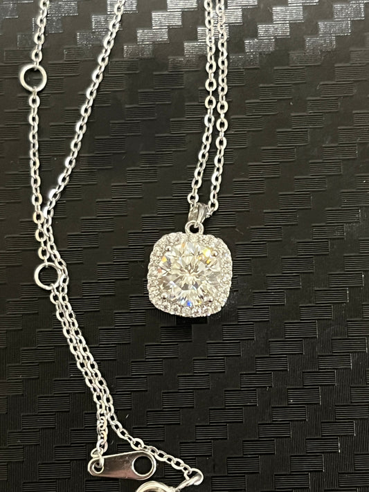 小丞飾-莫桑鑽-1ct 方鑽項鍊 41+2+2公分 N6031501