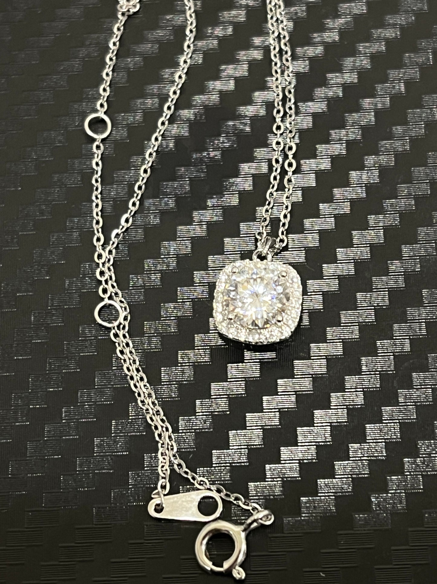 小丞飾-莫桑鑽-1ct 方鑽項鍊 41+2+2公分 N6031501