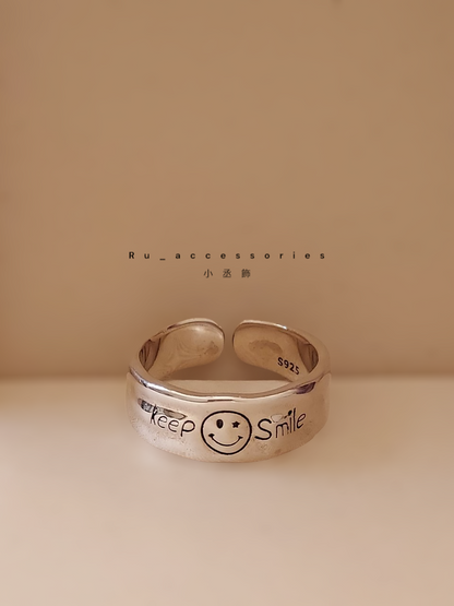 Keep Smile 星眼微笑笑臉可愛液態寬版戒 #23  $430