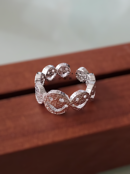 每天笑臉多一些熔岩亮銀開口戒 #50