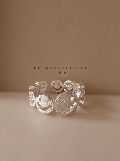 每天笑臉多一些熔岩亮銀開口戒 #50