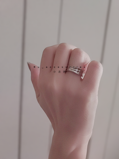 寬版凹面不規則開口戒 #210