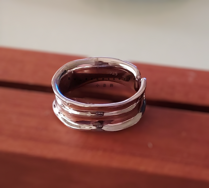 寬版凹面不規則開口戒 #210