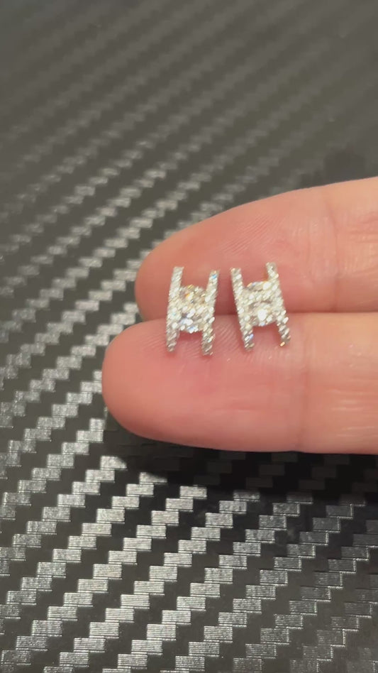 小丞飾-莫桑鑽50分 H造型耳環