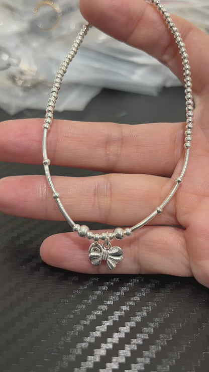 小丞飾 佩戴超方便的彈力繩蝴蝶結🎀圓珠腳鏈$890 #A601021