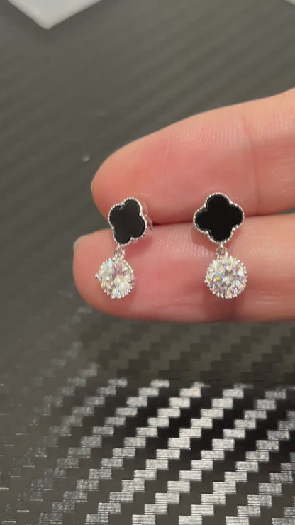 小丞飾-莫桑鑽50分-可愛幸運草☘️莫桑耳釘 E6031408