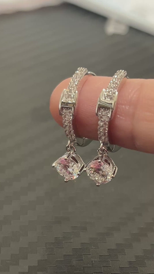 小丞飾-莫桑鑽50分 ，閃閃小圓墜耳扣 E6031405