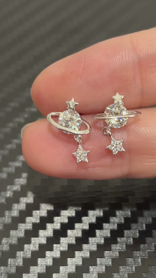 小丞飾-莫桑鑽50分-星球耳釘 E6031412