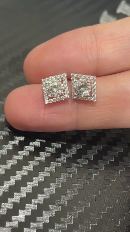 小丞飾-莫桑鑽50分-方塊♦️菱形耳環。E6031401