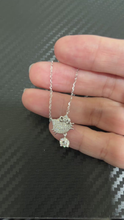 小丞飾-莫桑鑽50分-可愛貓咪項鍊 -40+2+3公分 N6031519